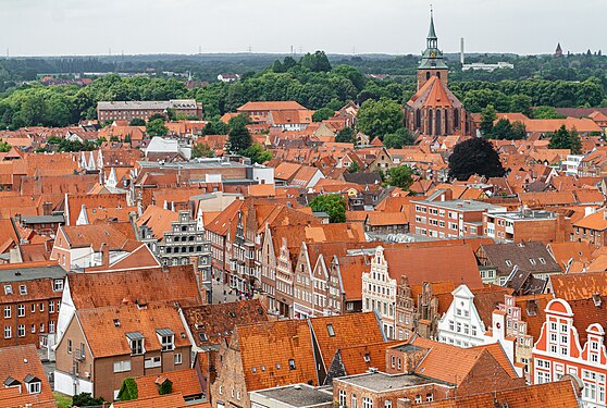 Roofscape of the Am Sande square in Lüneburg