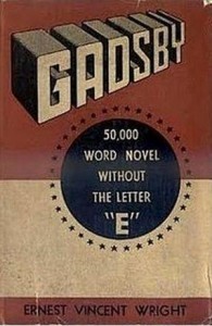 Gadsby by Ernest Vincent Wright book with no e lipogram