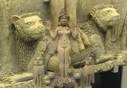 Babylonian Goddess Ishtar and Cybeles Twin Lions and the Gayatry Bohemian Grove Owls of Minerva (Cybele)