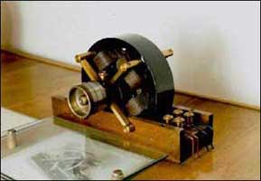 One of Tesla's 2 phase induction motors. When linked to his polyphase method of generating and transmitting electricity, this motor became the foundation stone on which the modern electrical power industry is built. 